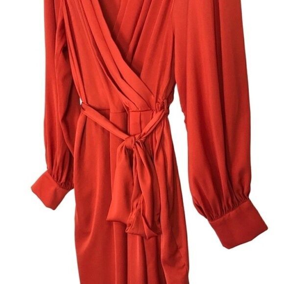 New! City Chic Opulent Faux Wrap Amber Cocktail Party Fall Midi Dress - Picture 8 of 16